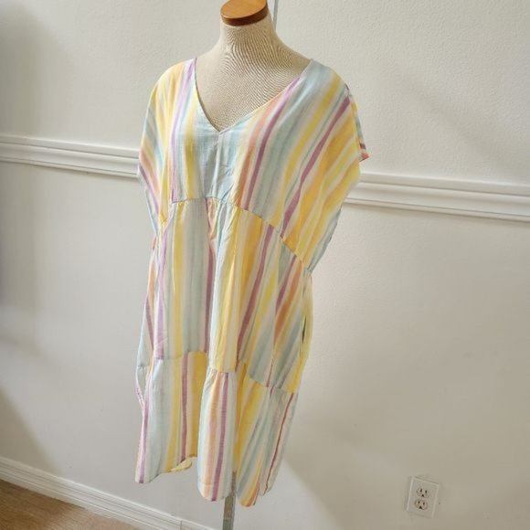 Time and Tru Women's Woven Print Dress with Flounce Hem V-Neck Size XXL - Picture 4 of 15